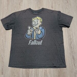 Bethesda Fallout Logo Vault Boy T-Shirt Mens XXL Gray Faded Gaming Tee 2XL‎